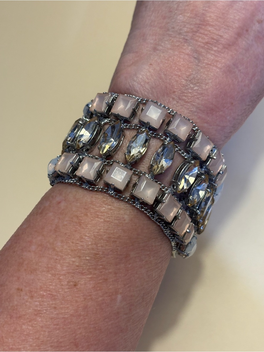 Banana Republic Silver-Tone Multi Crystal Bracelet 7.5”